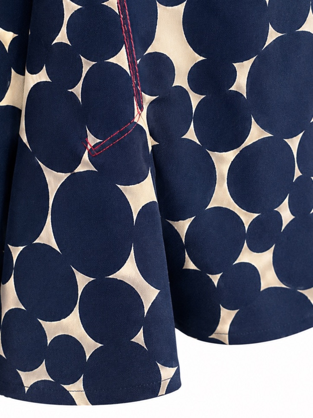 Boden Navy Polka Dot Belted Trench Coat Red Lining US 8 - Picture 6 of 10